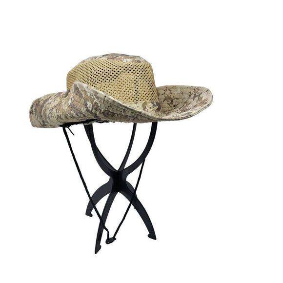 Digital Camo Mesh Sun Hat Chin Cord Cabin Core Adventure Granola Outdoors Gorp - Picture 1 of 10